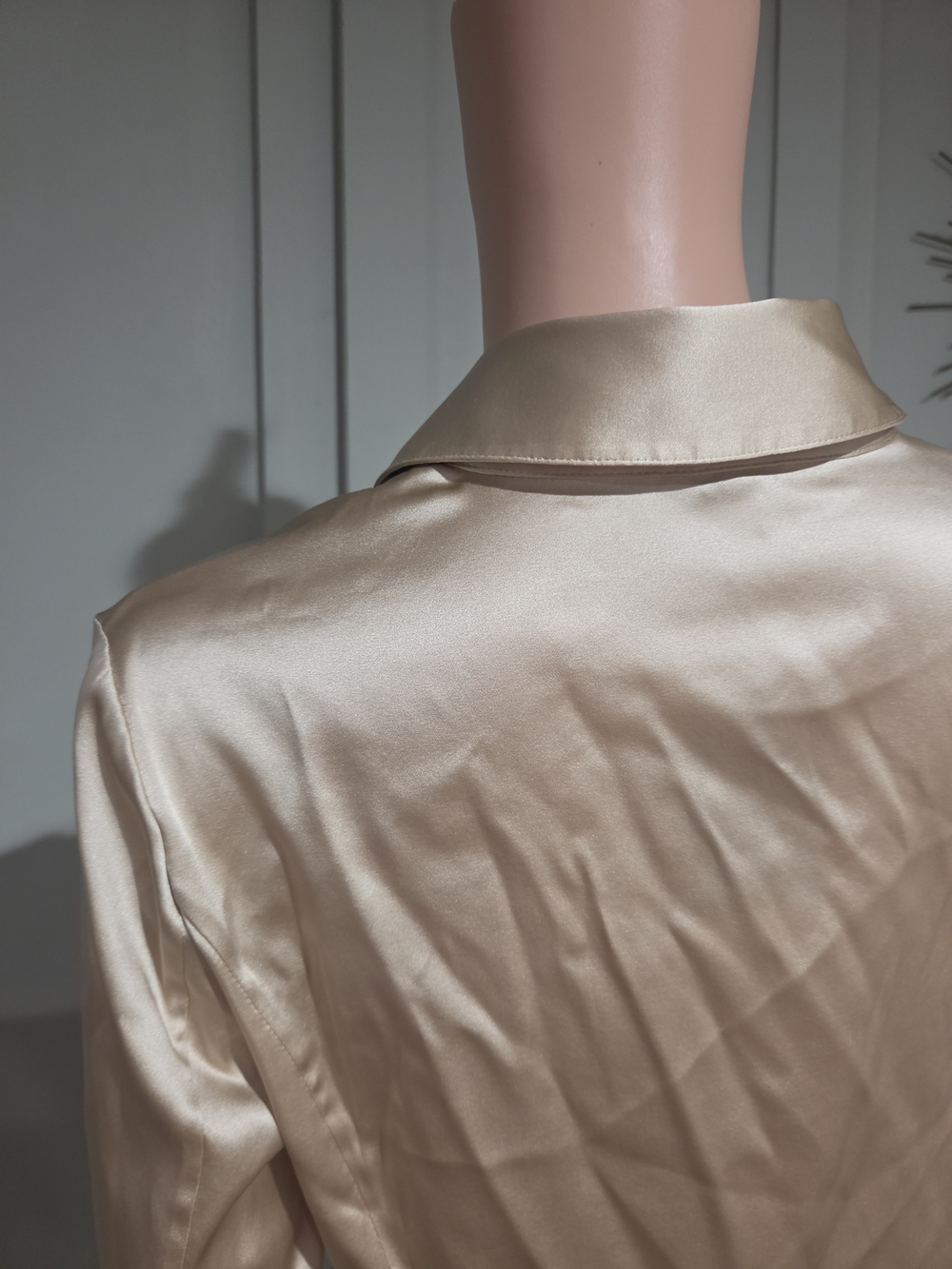 Ann Taylor Champagne Satin Gathered Button Down Blouse Size 10 NWT - Picture 13 of 16